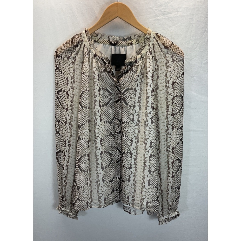 J. Crew Blouse Womens Sz 4 100% Silk Snakeskin Reptile Print Button Up Lined
